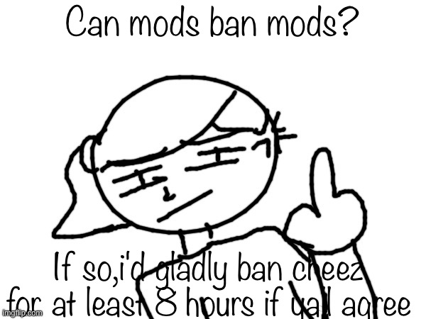 Fuck you bro | Can mods ban mods? If so,i'd gladly ban cheez for at least 8 hours if yall agree | image tagged in fuck you bro | made w/ Imgflip meme maker