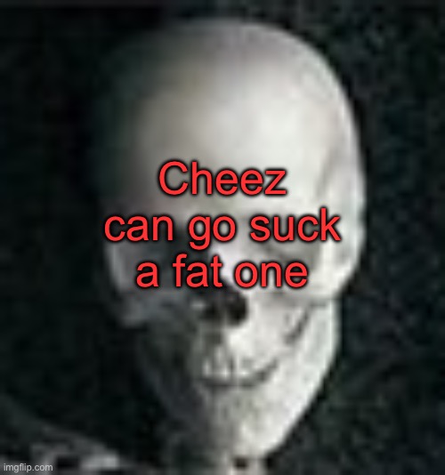 “Mods, twist his balls!” | Cheez can go suck a fat one | image tagged in skull | made w/ Imgflip meme maker