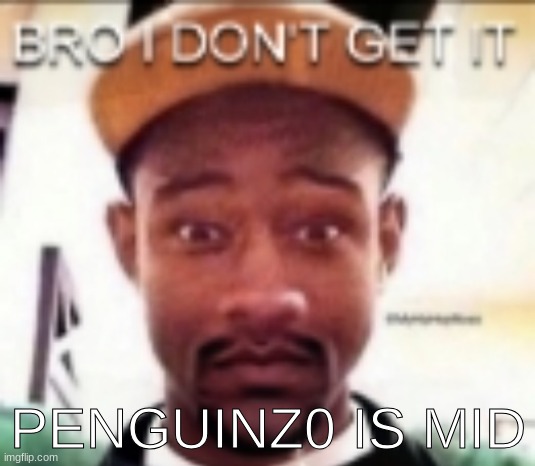 Bro I don't get it | PENGUINZ0 IS MID | image tagged in bro i don't get it | made w/ Imgflip meme maker