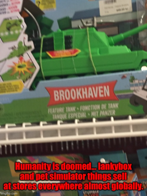 Humanity is doomed... lankybox and pet simulator things sell at stores everywhere almost globally. | made w/ Imgflip meme maker