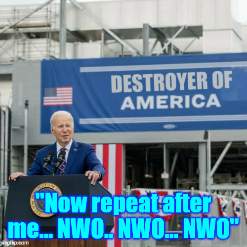"Now repeat after me... NWO.. NWO... NWO" | made w/ Imgflip meme maker