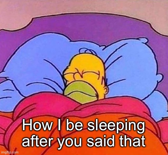 Homer Simpson sleeping peacefully | How I be sleeping after you said that | image tagged in homer simpson sleeping peacefully | made w/ Imgflip meme maker
