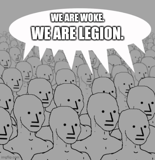 Sheep go baaaaaaah | WE ARE WOKE. WE ARE LEGION. | image tagged in npc-crowd | made w/ Imgflip meme maker