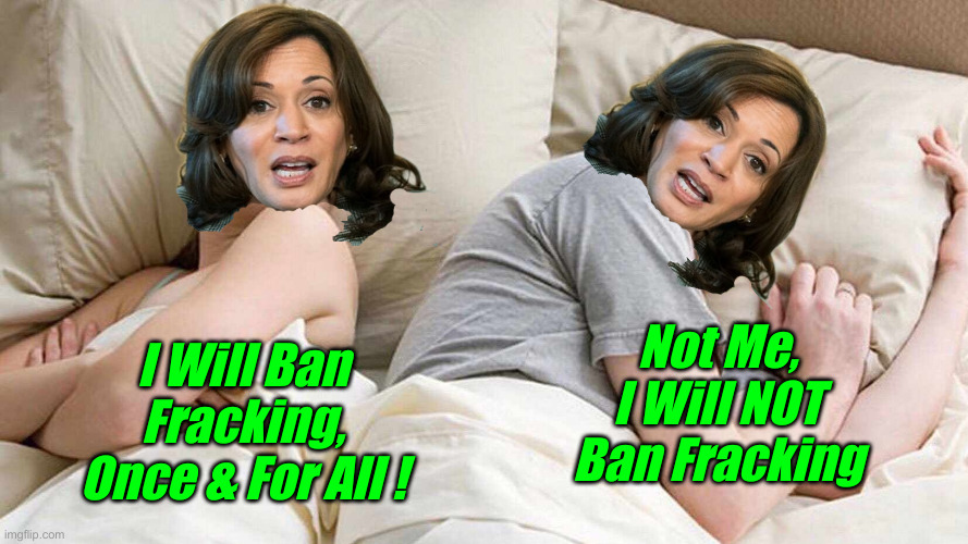 The Two Faces Of Weave | Not Me, I Will NOT Ban Fracking; I Will Ban Fracking, Once & For All ! | image tagged in i bet he's thinking about other women,political meme,politics,funny memes,funny,kamala harris | made w/ Imgflip meme maker