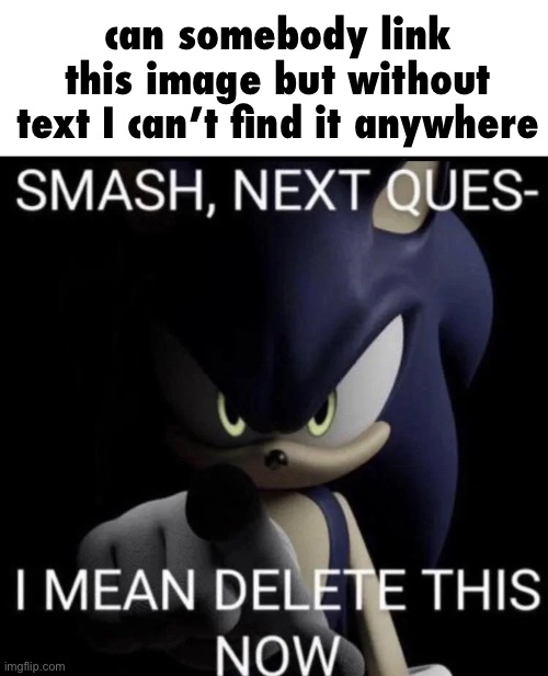 I forgor why I need it but I do | can somebody link this image but without text I can’t find it anywhere | image tagged in smash next quest- i mean delete this now | made w/ Imgflip meme maker