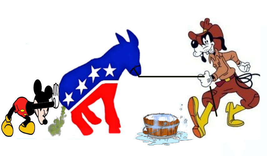 Goofy and Mickey try to help Democrats drink the water Blank Meme Template