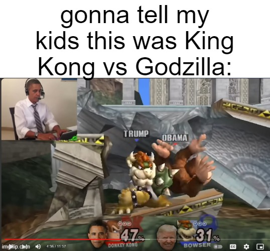 gonna tell my kids this was King Kong vs Godzilla: | image tagged in king kong vs godzilla,ai presidents | made w/ Imgflip meme maker