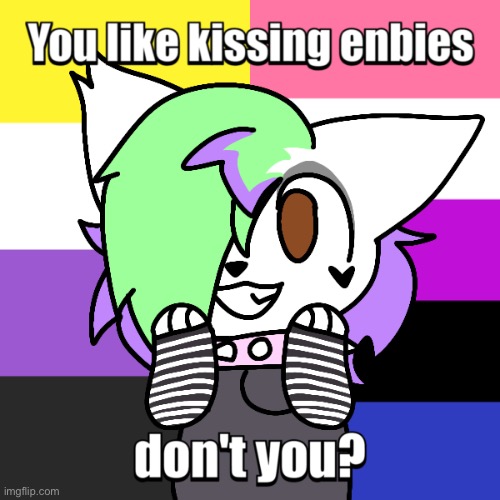 Enby/Genderfluid kisser | image tagged in lgbtq,picrew,boykisser,nonbinary,genderfluid | made w/ Imgflip meme maker