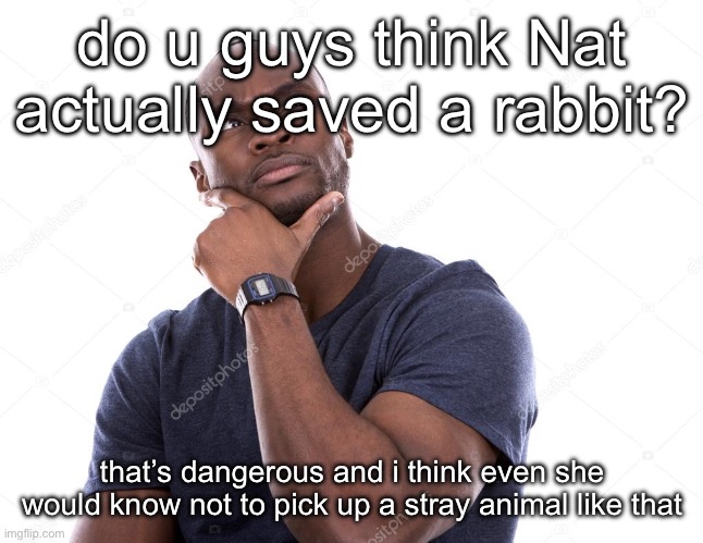 rabies jumpscare | do u guys think Nat actually saved a rabbit? that’s dangerous and i think even she would know not to pick up a stray animal like that | image tagged in luckii | made w/ Imgflip meme maker