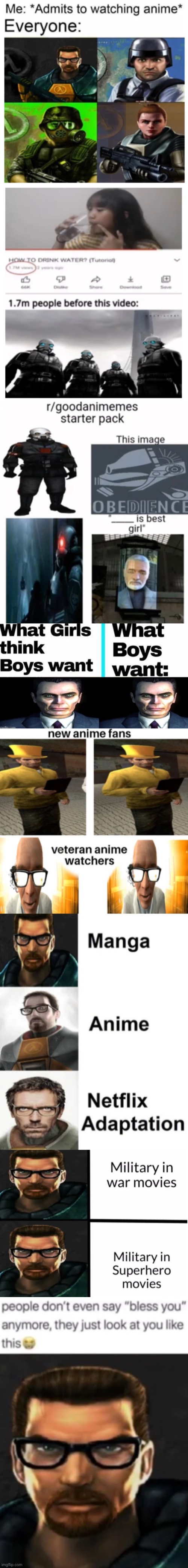 putting half life over unfunny anime memes | made w/ Imgflip meme maker