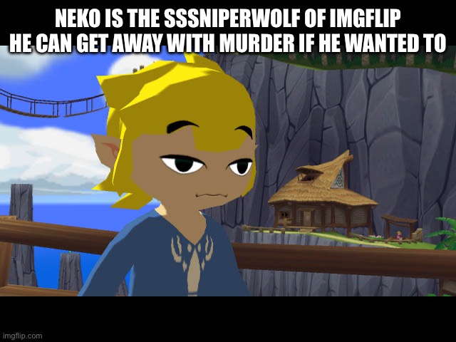 High Toon Link | NEKO IS THE SSSNIPERWOLF OF IMGFLIP HE CAN GET AWAY WITH MURDER IF HE WANTED TO | image tagged in high toon link | made w/ Imgflip meme maker