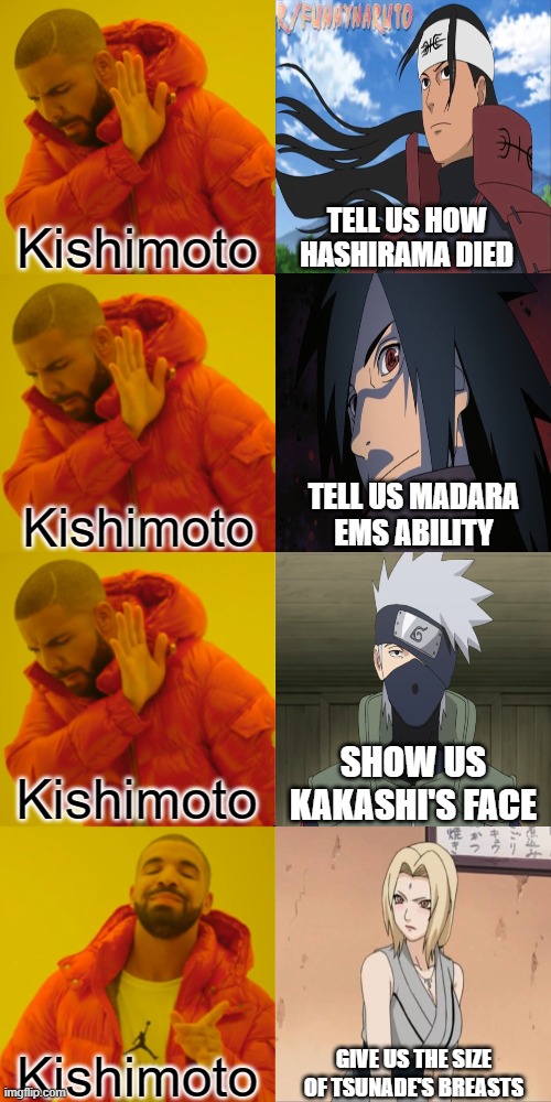 I bet hashirama slipped on a banana peel | image tagged in naruto,hashirama,madara,kakashi,tsunade,106 | made w/ Imgflip meme maker