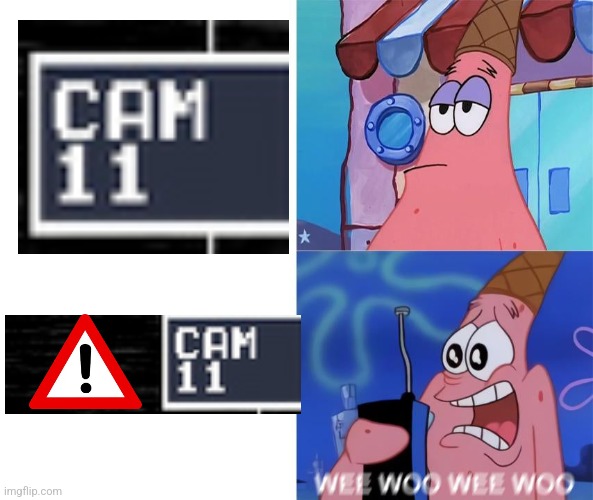 Another homemade meme | image tagged in wee woo wee woo patrick,fnaf 2,patrick star,spongebob,homemade | made w/ Imgflip meme maker