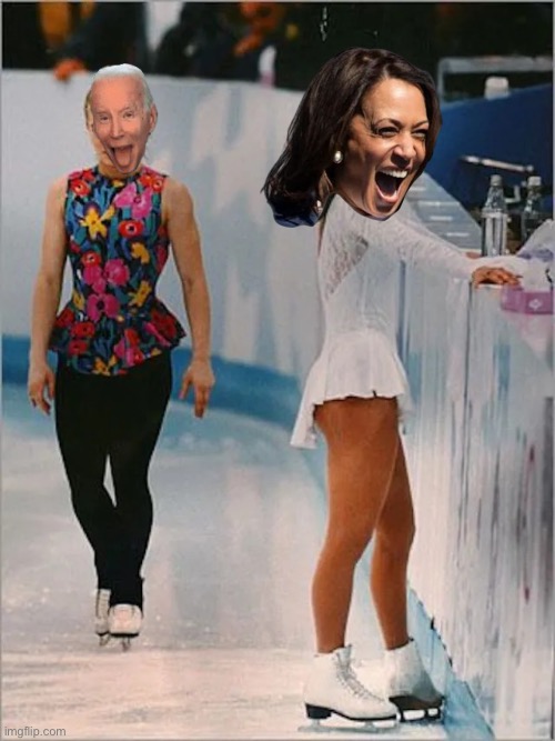 Coup | image tagged in figure skating,kamala harris,joe biden,politics,political meme | made w/ Imgflip meme maker