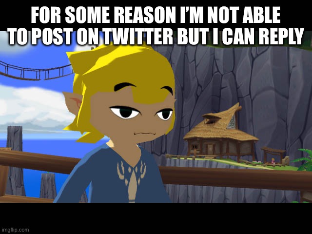 High Toon Link | FOR SOME REASON I’M NOT ABLE TO POST ON TWITTER BUT I CAN REPLY | image tagged in high toon link | made w/ Imgflip meme maker