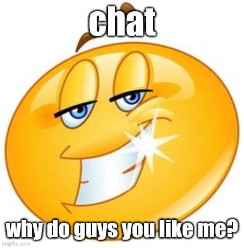 i'm curious | chat; why do guys you like me? | image tagged in smug emoji | made w/ Imgflip meme maker