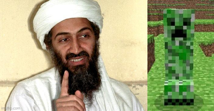 image tagged in osama bin laden,creeper | made w/ Imgflip meme maker