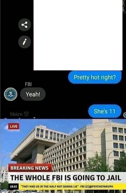 The whole FBI is going to jail | image tagged in the whole fbi is going to jail | made w/ Imgflip meme maker