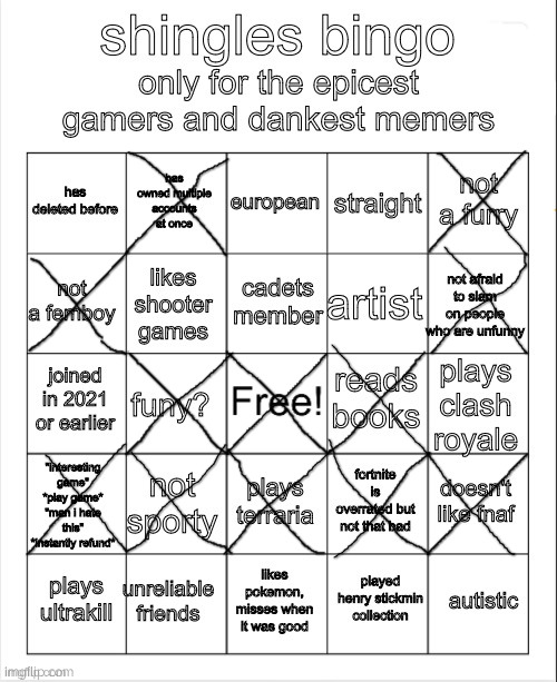 the xes are wonky because i'm on switch | image tagged in kidney stone bingo | made w/ Imgflip meme maker