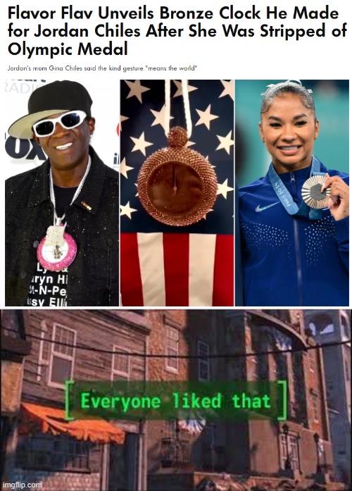 That clock looks so much cooler than the medal! | image tagged in everyone liked that,flavor flav,bronze,clock,medal,olympics | made w/ Imgflip meme maker