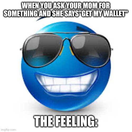 Get my wallet | WHEN YOU ASK YOUR MOM FOR SOMETHING AND SHE SAYS"GET MY WALLET"; THE FEELING: | image tagged in best,feeling,ever,mom,wallet,yougotwantyouwant | made w/ Imgflip meme maker