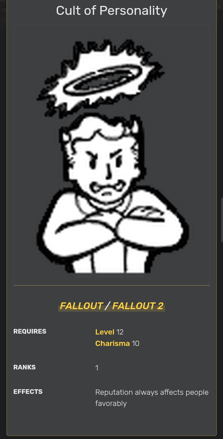 Fallout Cult Of Personality Perk Blank Meme Template