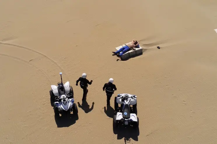 Police on the beach Blank Meme Template