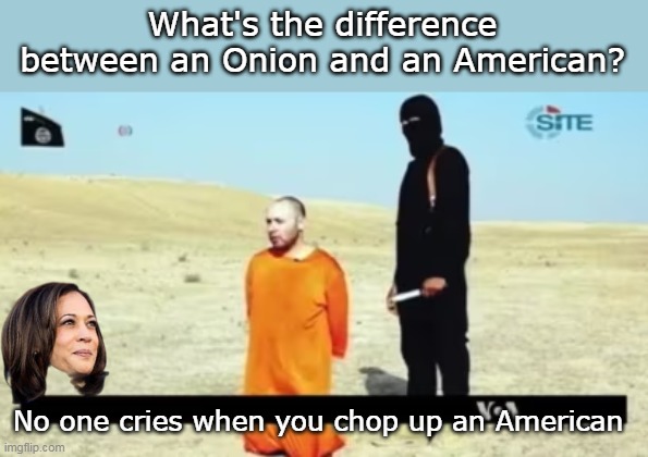 What's the difference between an Onion and an American? No one cries when you chop up an American | made w/ Imgflip meme maker