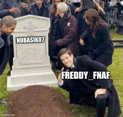 Grant Gustin over grave | NUBASIK07; FREDDY_FNAF | image tagged in grant gustin over grave | made w/ Imgflip meme maker