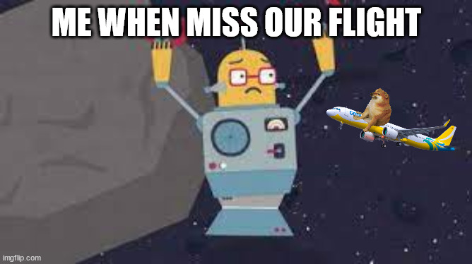 Me When Miss Our Flight | ME WHEN MISS OUR FLIGHT | image tagged in i don't know this meme,memes,airplane,cheems,kosmix,flight | made w/ Imgflip meme maker