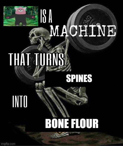 My body is machine | SPINES BONE FLOUR | image tagged in my body is machine | made w/ Imgflip meme maker