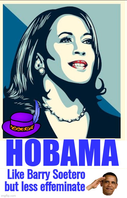 Hobama poster | HOBAMA; Like Barry Soetero but less effeminate | image tagged in obama,pimp,kamala harris | made w/ Imgflip meme maker