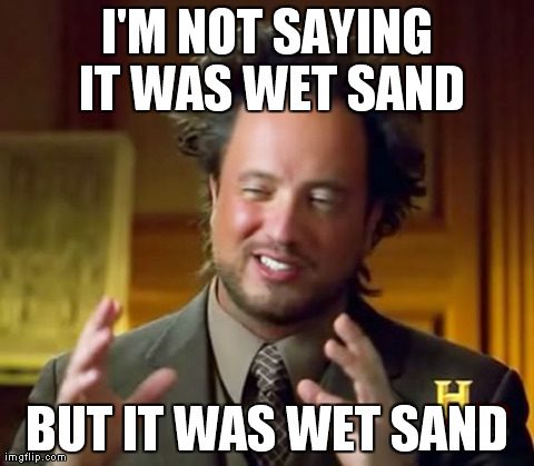 Ancient Aliens Meme | I'M NOT SAYING IT WAS WET SAND BUT IT WAS WET SAND | image tagged in memes,ancient aliens | made w/ Imgflip meme maker