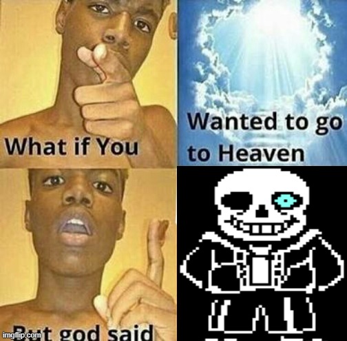 *megalovonia starts palying* | image tagged in what if you wanted to go to heaven,sans,sans undertale,undertale | made w/ Imgflip meme maker