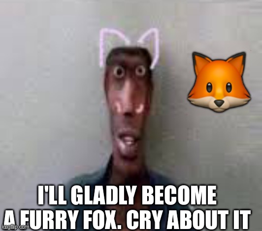 ? I'LL GLADLY BECOME A FURRY FOX. CRY ABOUT IT | made w/ Imgflip meme maker