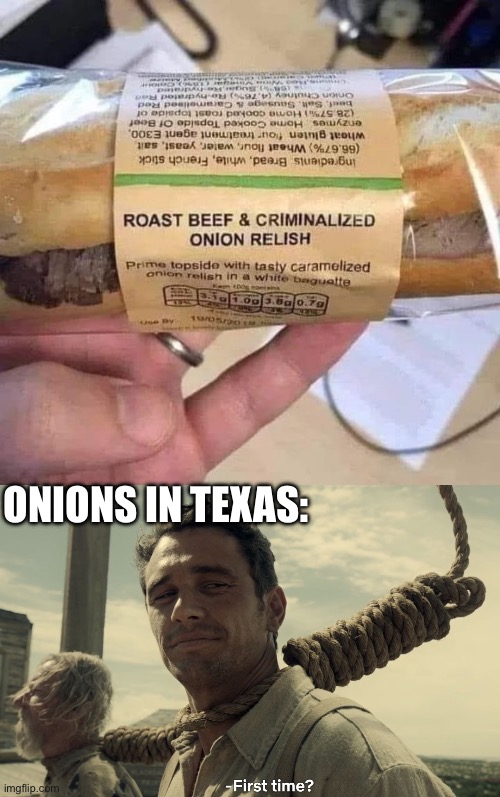 Texan onions | ONIONS IN TEXAS: | image tagged in first time,texas,criminal | made w/ Imgflip meme maker