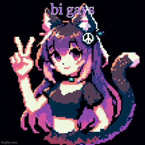 catgirl with peace sign | bi gays | image tagged in catgirl with peace sign | made w/ Imgflip meme maker