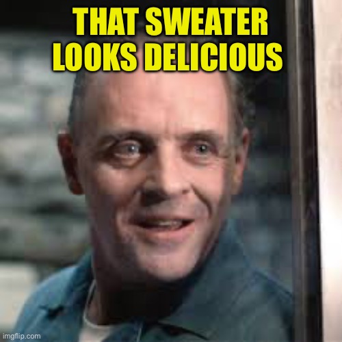 Hanibal | THAT SWEATER LOOKS DELICIOUS | image tagged in hanibal | made w/ Imgflip meme maker