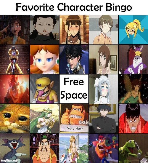 favorite character bingo 2 | image tagged in character bingo,bingo,favorites,videogames,movies,anime | made w/ Imgflip meme maker