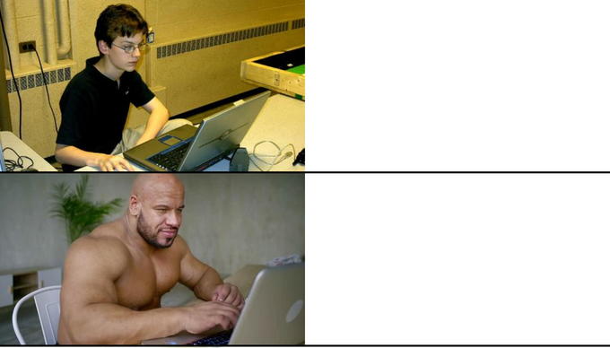 High Quality Buff Guy Helps Nerdy Kid Blank Meme Template