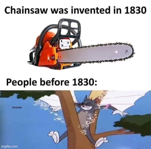 Ouch | image tagged in chainsaw,tom and jerry,sus | made w/ Imgflip meme maker