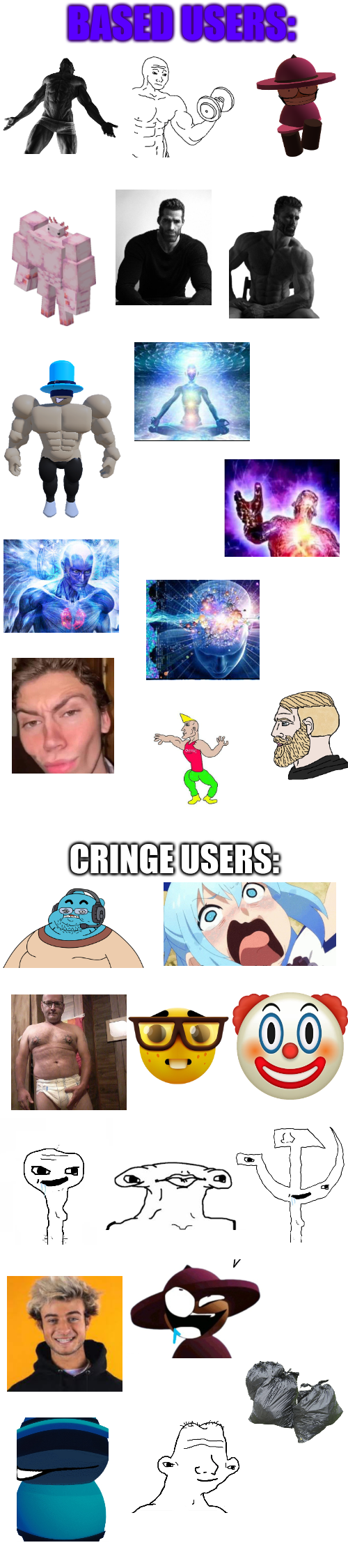 High Quality Based users vs cringe users V4 Blank Meme Template