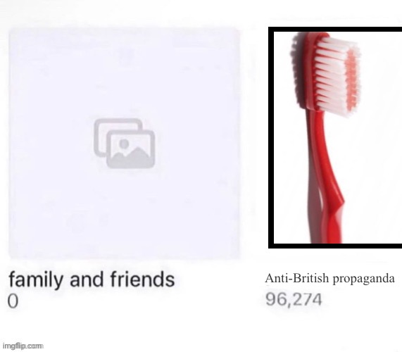 Family and Friends vs X | Anti-British propaganda | image tagged in family and friends vs x | made w/ Imgflip meme maker