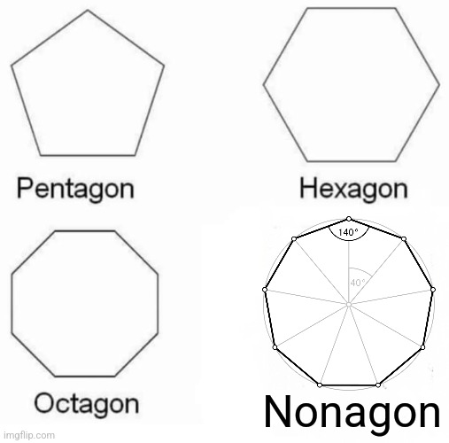 Anti meme | Nonagon | image tagged in memes,pentagon hexagon octagon | made w/ Imgflip meme maker