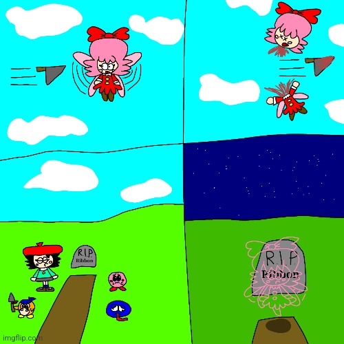 Kirby Toons (Comic# 1): Ribbon's Funeral | image tagged in kirby,gore,blood,parody,funny,comics/cartoons | made w/ Imgflip meme maker