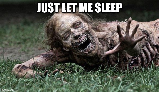 Walking Dead Zombie | JUST LET ME SLEEP | image tagged in walking dead zombie | made w/ Imgflip meme maker