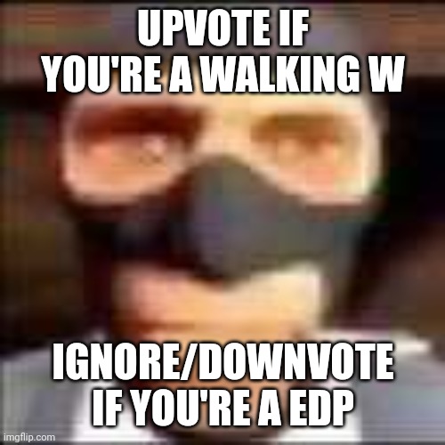 . | UPVOTE IF YOU'RE A WALKING W; IGNORE/DOWNVOTE IF YOU'RE A EDP | image tagged in spi,memes,upvote begging | made w/ Imgflip meme maker