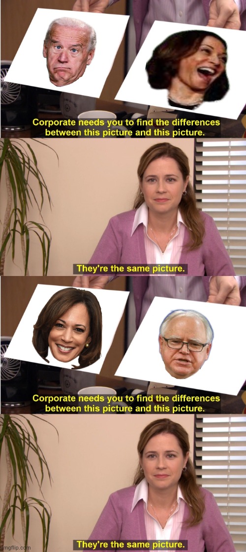 A Double Shot Of Destructive Democrats | image tagged in memes,they're the same picture,democrats,joe biden,kamala harris,tim walz | made w/ Imgflip meme maker