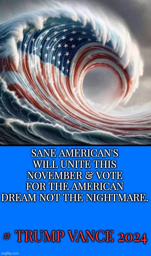 Trump Vance 2024 | SANE AMERICAN'S WILL UNITE THIS NOVEMBER & VOTE FOR THE AMERICAN DREAM NOT THE NIGHTMARE. # TRUMP VANCE 2024 | image tagged in liberal tears | made w/ Imgflip meme maker