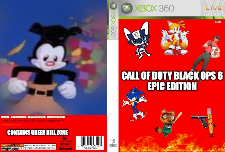 Epic 360 Cover | CALL OF DUTY BLACK OPS 6
EPIC EDITION; CONTAINS GREEN HILL ZONE | image tagged in xbox 360 cover art | made w/ Imgflip meme maker